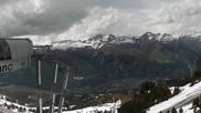 Archived webcam image showing Peisey Vallandry - Top station chairlift Clocheret on 29 Apr 2026 at 16:06