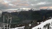 Archived webcam image showing Peisey Vallandry - Top station chairlift Clocheret on 7 May 2026 at 07:14