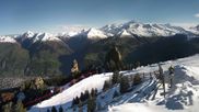 Archived webcam image showing Peisey Vallandry - Top station chairlift Clocheret on 7 May 2026 at 08:14