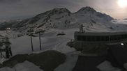 Archived webcam image showing Les Arcs - top station chairlift Arcabulle on 2 May 2026 at 00:04