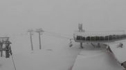 Archived webcam image showing Les Arcs - top station chairlift Arcabulle on 12 May 2026 at 06:09