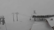 Archived webcam image showing Les Arcs - top station chairlift Arcabulle on 12 May 2026 at 08:09