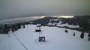 Archived webcam image showing View at the upper station Lischboden / Ski resort Rüschegg on 1 Apr 2026 at 07:06