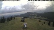 Archived webcam image showing View at the upper station Lischboden / Ski resort Rüschegg on 1 Jul 2026 at 07:53
