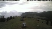 Archived webcam image showing View at the upper station Lischboden / Ski resort Rüschegg on 1 Jul 2026 at 12:53