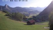 Archiviertes Webcam Bild: Webcam in Eschi - Boltigen mit Blick ins Berner Oberland am 12.07.2026 um 08:18 Uhr
