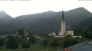 Archived webcam image showing Kreuth - Church St. Leonhard on 2 Oct 2026 at 07:04