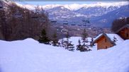 Archived webcam image showing Mountain station of the Chabrières chair lift on 26 Feb 2026 at 18:16