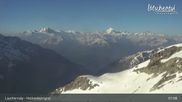 Archived webcam image showing top station gondola Gandegg-Hockenhorngrat on 28 May 2026 at 07:28