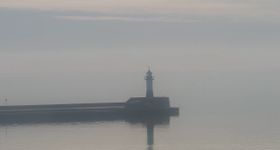 View of the town harbour of Sassnitz