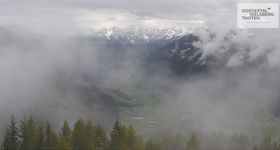 View towards village St. Magdalen in Valley Gsieser, South Tyrol