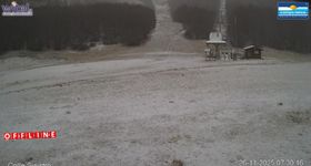 Campo Felice - base station chairlift Colle Destro and slope Giovanni Paolo II (Italy)