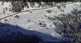 Fassatal - San Pelegrino - panorama view of the ski-piste and liftmachinery of the 