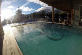 Heated Swimming pool with view on Italian mountains the DOlomiti