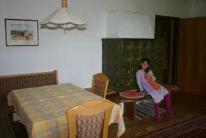 tilted stove in the living room