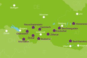 Standorte in 11 Top Alpenregionen