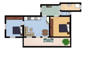 Grundriss für Apartment für 2-4 Personen