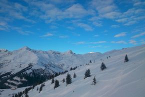 Ausblick vom Skigebiet Rastkogel zur Eggalm