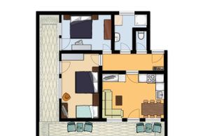 Grundriss Ferienwohnung für 2-5 Personen