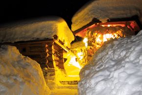 Blockhüttensauna mit Holzfeuerung