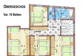 Obergeschoß Plan Var. 10 Betten