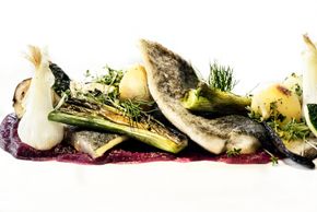 Zander auf roten Rüben