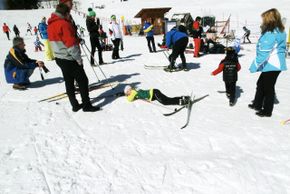 Langlauf Bewerb, erschöpft im Ziel