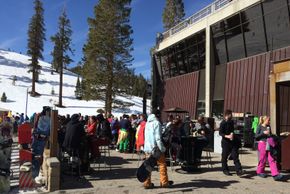 Canyon Lodge is not only a nice spot to enjoy a break on its sun deck during a day on the slopes, it is also a great place to grab some margaritas at night.
