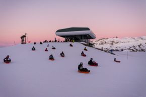 On Tuesday nights, toboggan fans are found all over the slopes.