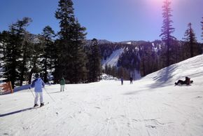 At the top station of Aerial Tramway and Gunbarrel Express lifts. This is where you find most of the easier runs of the resort.