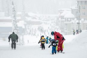 Children's ski school at Silver Star Mountain Resort.