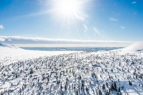 Skiing in the sun is twice the fun.