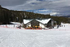 The sun patio at Snoasis right next to the Eskimo Express.