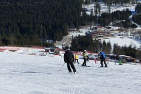 Der blaue Thurnhofhang ist die Einsteigerpiste für Familien im Skigebiet am Großen Arber.