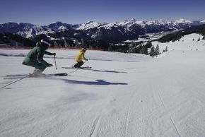 Das Skigebiet besteht überwiegend aus rot und blau markierten Pisten.