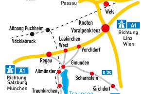 Anfahrtskizze zum Skigebiet Feuerkogel
