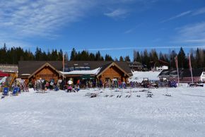 Die Bärenhütte erinnert an eine kanadische Blockhütte