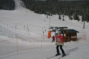Blick auf den Anfängerlift direkt in Le Pleynet!