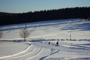 Blick auf den Skihang am Vesser-Crux, auf einer Höhenlage von bis zu 700 Metern.