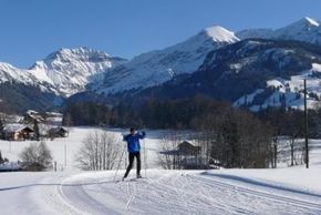 Loipe in Aeschiried mit Blick Richtung Niesen