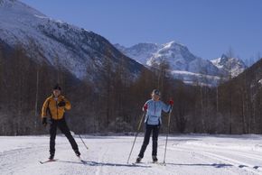 Unterwegs auf der Langlaufloipe Matterhorn