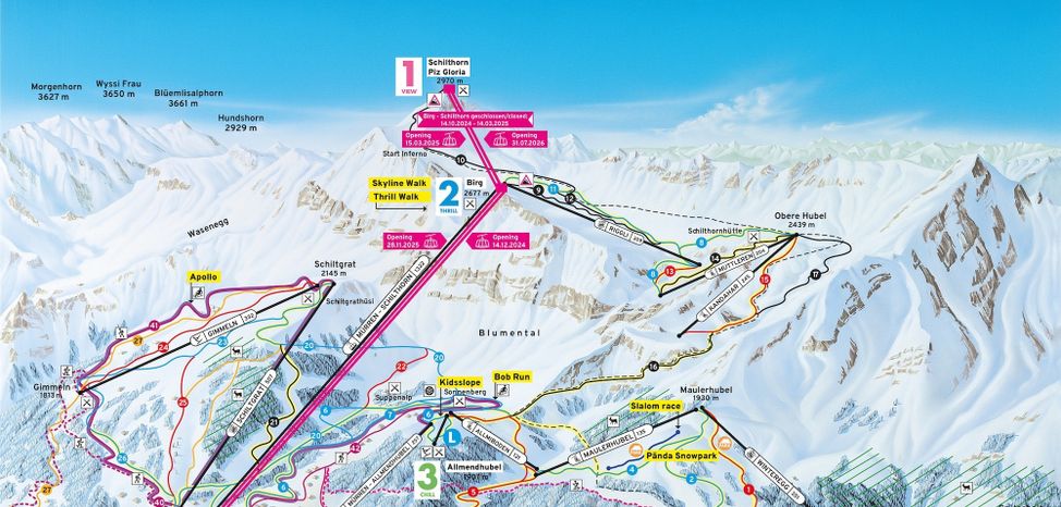 Information about the ski resort Mürren Schilthorn