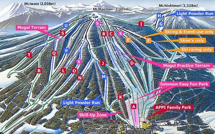 Trail map for Appi Kogen