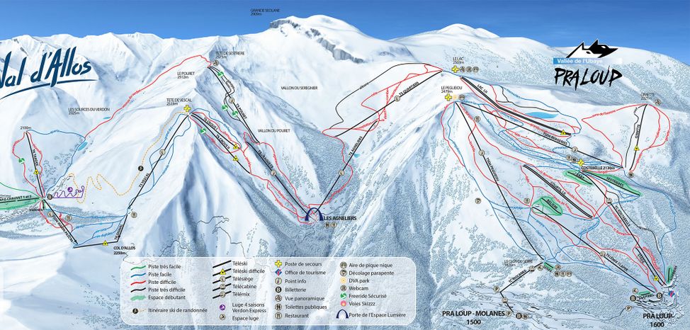 Information about the ski resort Espace Lumiere (Pra Loup-Val d'Allos)