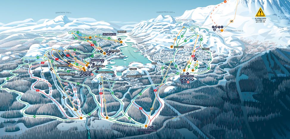 Trail map Gausta Ski Center