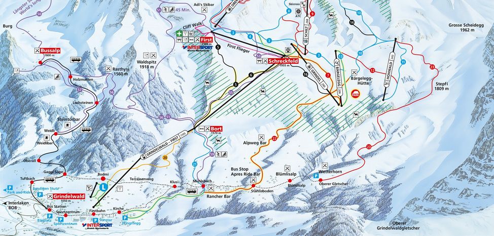 Information about the ski resort Grindelwald First