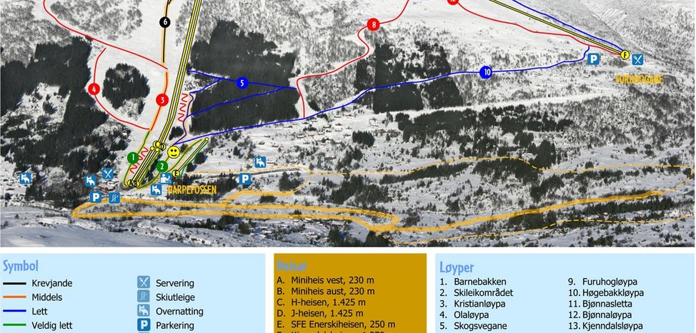 Information about the ski resort Harpefossen