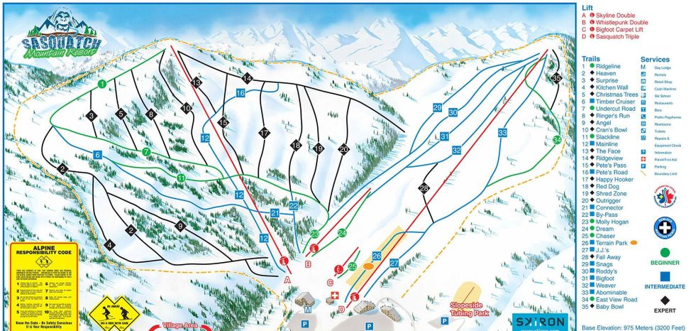 Trail Map Sasquatch Mountain Resort