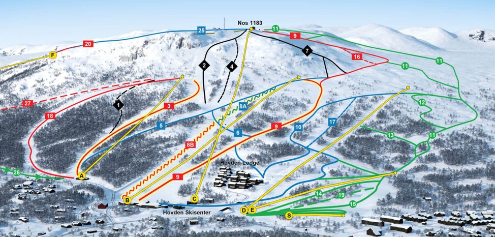 Information about the ski resort Hovden