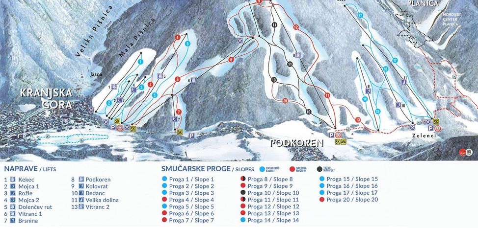 Information about the ski resort Kranjska Gora